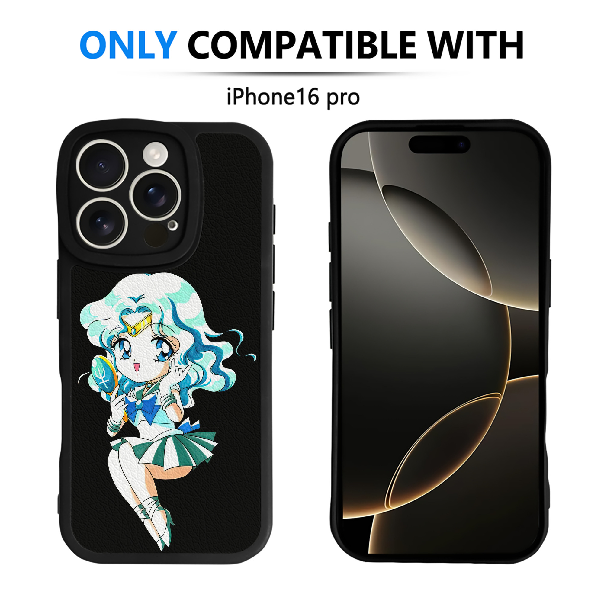 （画像用） 美少女戦士セーラームーン 海王 みちる（かいおう みちる） Sailor Moon Kaiou Michiru 【iPhone 16シリーズ対応】シリコンスマホケース（レザー調） 材質：シリコン